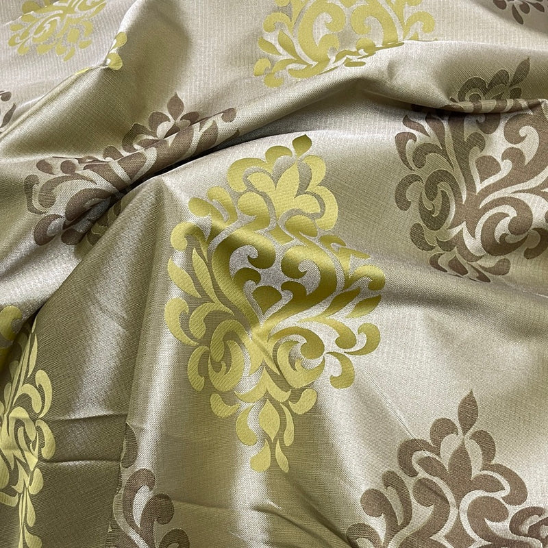 Galaxy Damask Curtain Brocade Fabric 140cm, Green