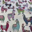Llamas Animals Tapestry Upholstery Fabric 140cm, Cream