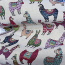Llamas Animals Tapestry Upholstery Fabric 140cm, Cream