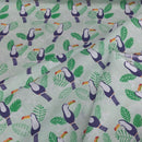 Toucan Birds Green Polycotton Fabric – Tropical Jungle Leaf Print Dress Craft Quilting – 45”