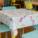 Unicorns & Rainbow PVC Plastic Oilcloth Table Protector Fabric 140cm, White