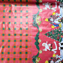 Christmas Tartan Oilcloth PVC Santa Xmas Tablecloth Fabric 54", Red