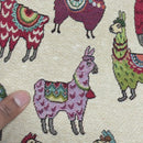 Llamas Animals Tapestry Upholstery Fabric 140cm, Cream