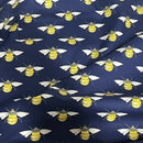27m Roll Bee's 100% Cotton Poplin Fabric Rose & Hubble 112cm, Navy