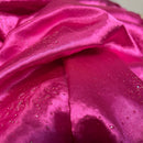Cerise Pink Satin Fabric Small Silver Gemstones Dress Draping Material 60"