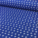 Metallic Silver Tiny Bows Polycotton Fabric 112cm, Royal Blue