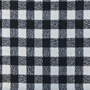 Schwarzer Tweed-Wollmischstoff mit Hahnentrittmuster, Blau