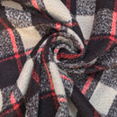 Schwarzer Tweed-Wollmischstoff mit Hahnentrittmuster, Blau