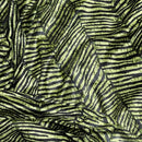 Green Black Zebra Print Velvet Dress Elastic Waist Textured Animal Print