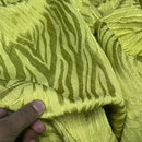 Safari Streak Upholstery Curtain Brocade Fabric 140cm, Lime Green