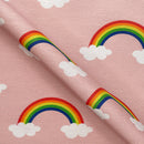Rainbow In Clouds Heavy Cotton Craft Upholstery Fabric 140cm, Pink