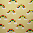 Rainbow In Clouds Heavy Cotton Craft Upholstery Fabric 140cm, Yellow