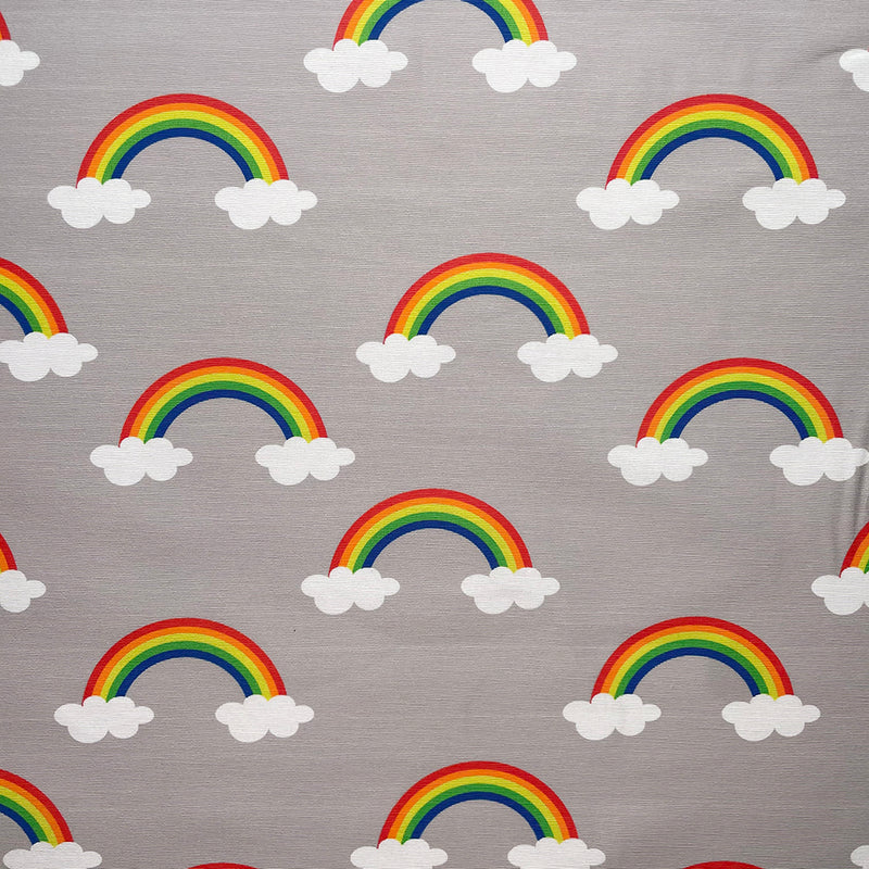 Rainbow In Clouds Heavy Cotton Craft Upholstery Fabric 140cm, Grey