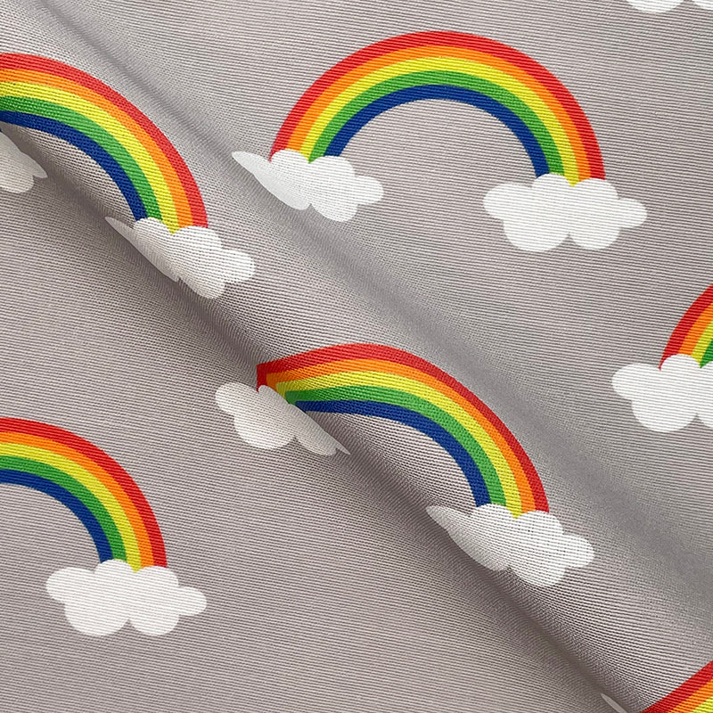 Rainbow In Clouds Heavy Cotton Craft Upholstery Fabric 140cm, Grey