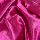 Cerise Pink Satin Fabric Small Silver Gemstones Dress Draping Material 60"