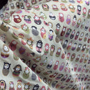 Russian Dolls 100% Cotton Poplin Dress Fabric Rose & Hubble 45, Cream