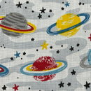 Space Stars & Planets Venus Sci-fi Polycotton Fabric Dress Crafts 45", Grey