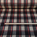 Schwarzer Tweed-Wollmischstoff mit Hahnentrittmuster, Blau