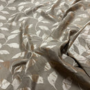 Caramel Felix Leaves Floral Curtain Brocade Fabric 140cm, Brown