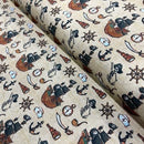 100% Cotton Pirate Adventure Craft Fabric – Pirate Ship, Skeleton & Nautical Print Dressmaking Material