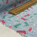 Rainy Day Wellies & Umbrellas Polycotton Fabric – Light Blue Novelty Print Dressmaking & Craft Fabric, 45” Wide