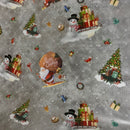 Christmas Print Santa Xmas Tablecloth PVC Fabric, Silver