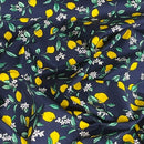 Yellow Lemons Rose & Hubble 100% Cotton Poplin Fabric 45", Navy