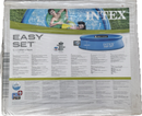 Intex Easy Set 19511 Inflatable Pool, packaged in its original white cardboard box with a clear plastic wrap, showing the product's specifications and a photo of the pool in use.