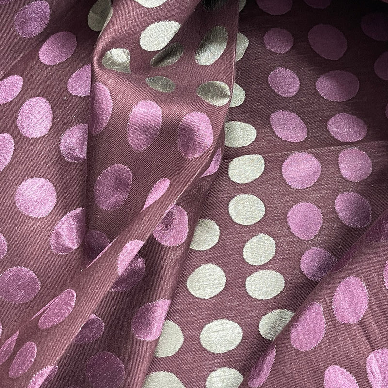 Spotted Polka Dots Upholstery Curtain Brocade Fabric 140cm, Purple