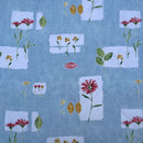 Voile Fabric Floral Flowers Kitchen Net Curtain Dress Material 150cm, Blue