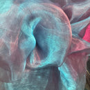 Two-Tone Organza Fabric Draping Decorations 150cm, Teal Shot Red