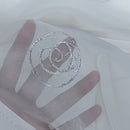 White Voile Fabric Embroidered Silver Circles Curtain Draping 60"