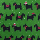 Scotty Dogs Xmas Print Polycotton Fabric 45" - 4 Colours