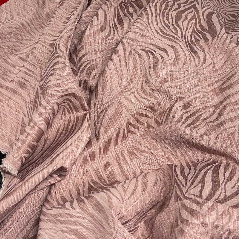 Safari Streak Upholstery Curtain Brocade Fabric 140cm, Dusky Pink