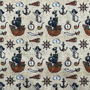 100% Cotton Pirate Adventure Craft Fabric – Pirate Ship, Skeleton & Nautical Print Dressmaking Material