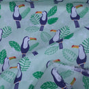 Toucan Birds Green Polycotton Fabric – Tropical Jungle Leaf Print Dress Craft Quilting – 45”