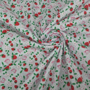 Strawberries & Butterflies Polycotton Fabric 112cm, White