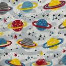 Space Stars & Planets Venus Sci-fi Polycotton Fabric Dress Crafts 45", Grey
