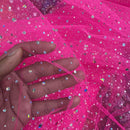 Hologram Sequin Tutu Spangle Tulle Net Fabric - Fluorescent Pink