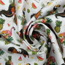 100% Cotton Tropical Island Girl Craft Fabric – Hawaiian Hula, Flamingo & Pineapple Print