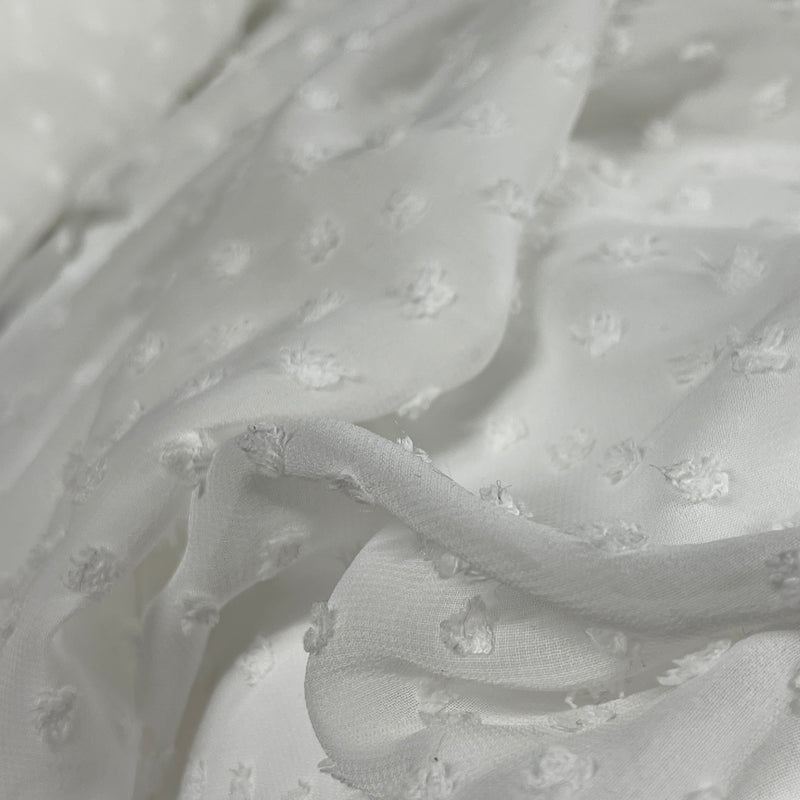 Dobby Spots Chiffon Dress Fabric 150cm, Ivory/Cream