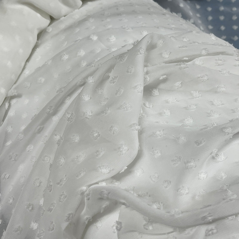 Dobby Spots Chiffon Dress Fabric 150cm, Ivory/Cream