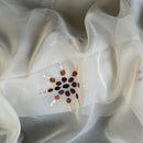 Cream Starbuzz Embroidery Floral Voile Fabric Net Curtain 150cm