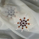 Cream Starbuzz Embroidery Floral Voile Fabric Net Curtain 150cm