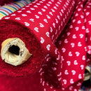 Metallic Silver Tiny Bows Polycotton Fabric 112cm, Red