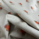 Digital Cotton Animal Printed Linen Fabric, Robins