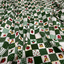 100% Cotton Christmas Patchwork Squares Fabric 45" Wide, Green