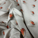Digital Cotton Animal Printed Linen Fabric, Robins