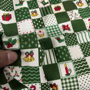100% Cotton Christmas Patchwork Squares Fabric 45" Wide, Green