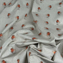 Digital Cotton Animal Printed Linen Fabric, Robins